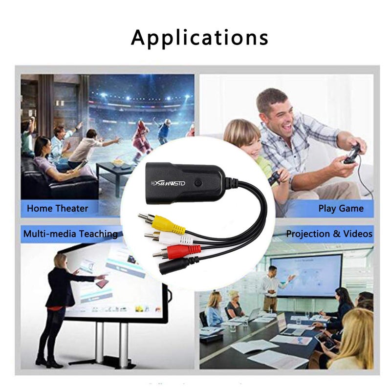 HDSUNWSTD HDMI to AV Adapter Mini HD Video Converter Box HDMI to RCA AV/CVSB L/R Video 1080P HDMI2AV Support NTSC PAL Output - Image 5